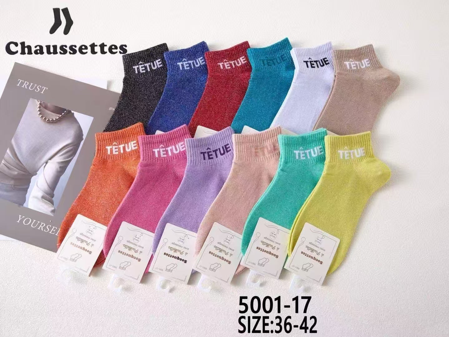 chaussette pailletee avec message(×12)#17