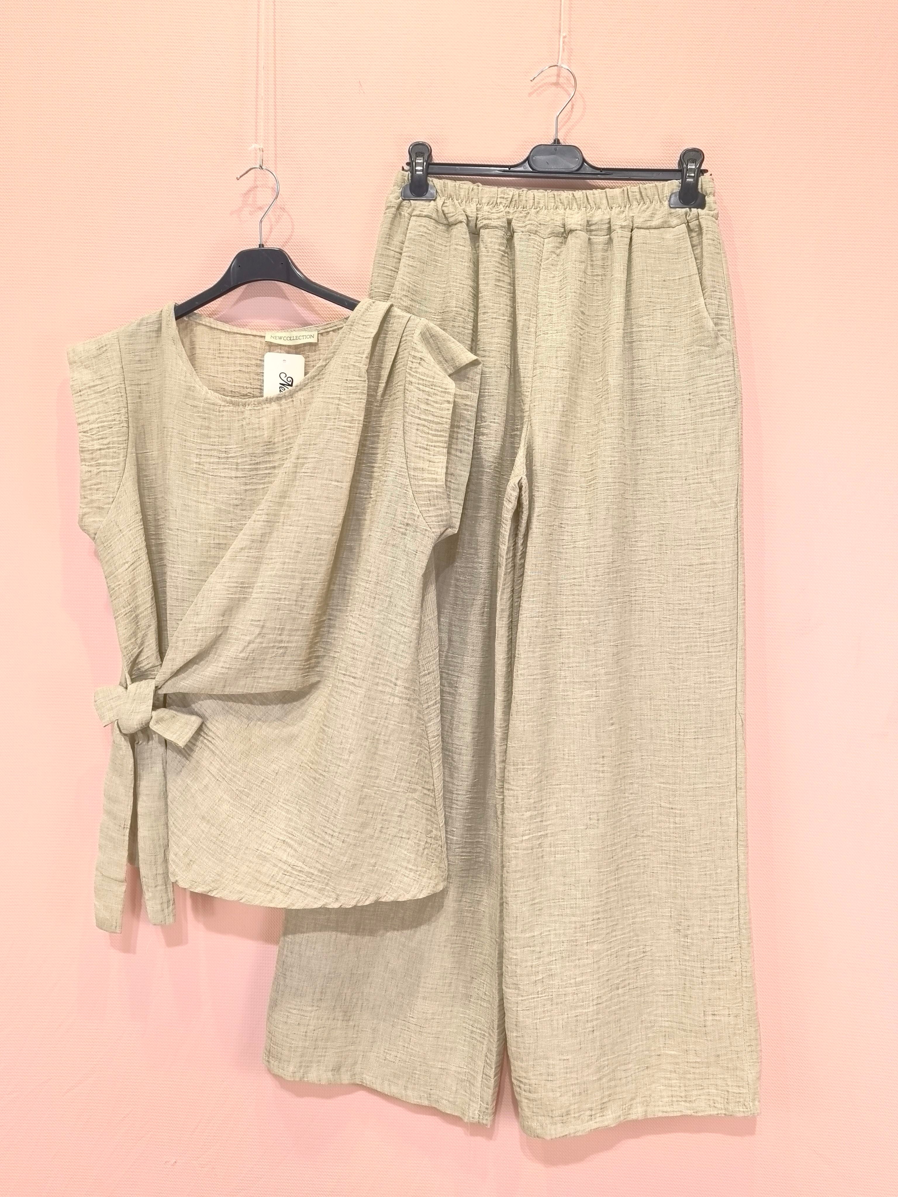 Ensemble Pantalon Large Et Haut Noué （X5）