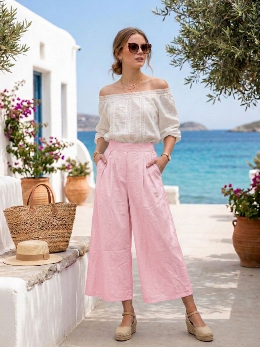 Pantalon Culotte Taille Haute (x8)