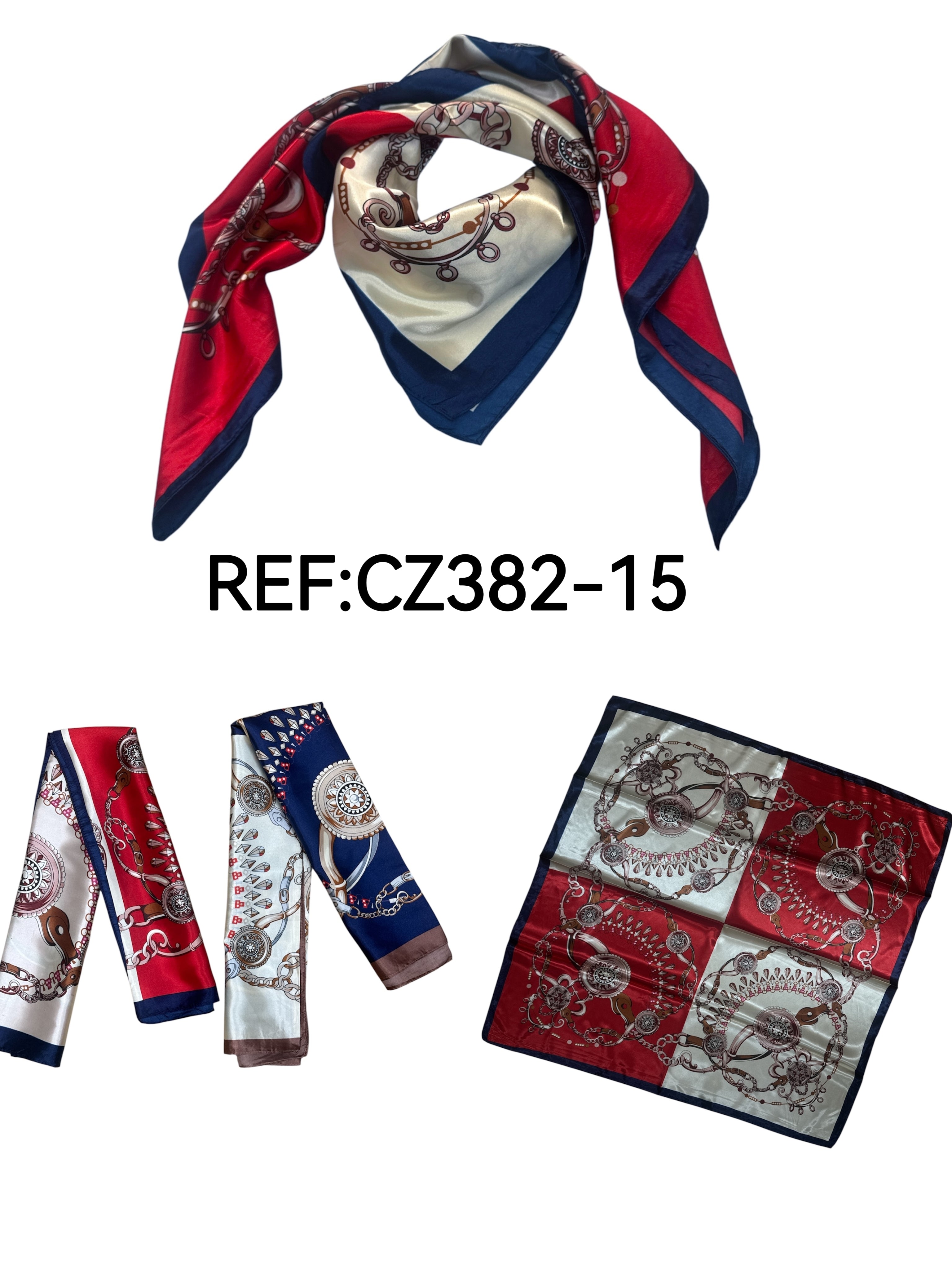 Foulard carré  90cm imprimé fantaisie (x10)#15