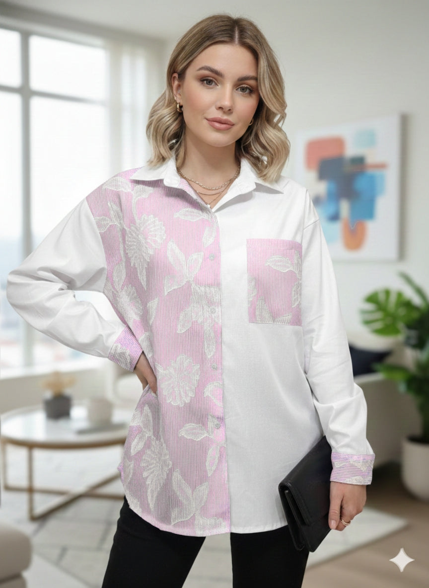 Chemise bicolore à motif floral (x6)