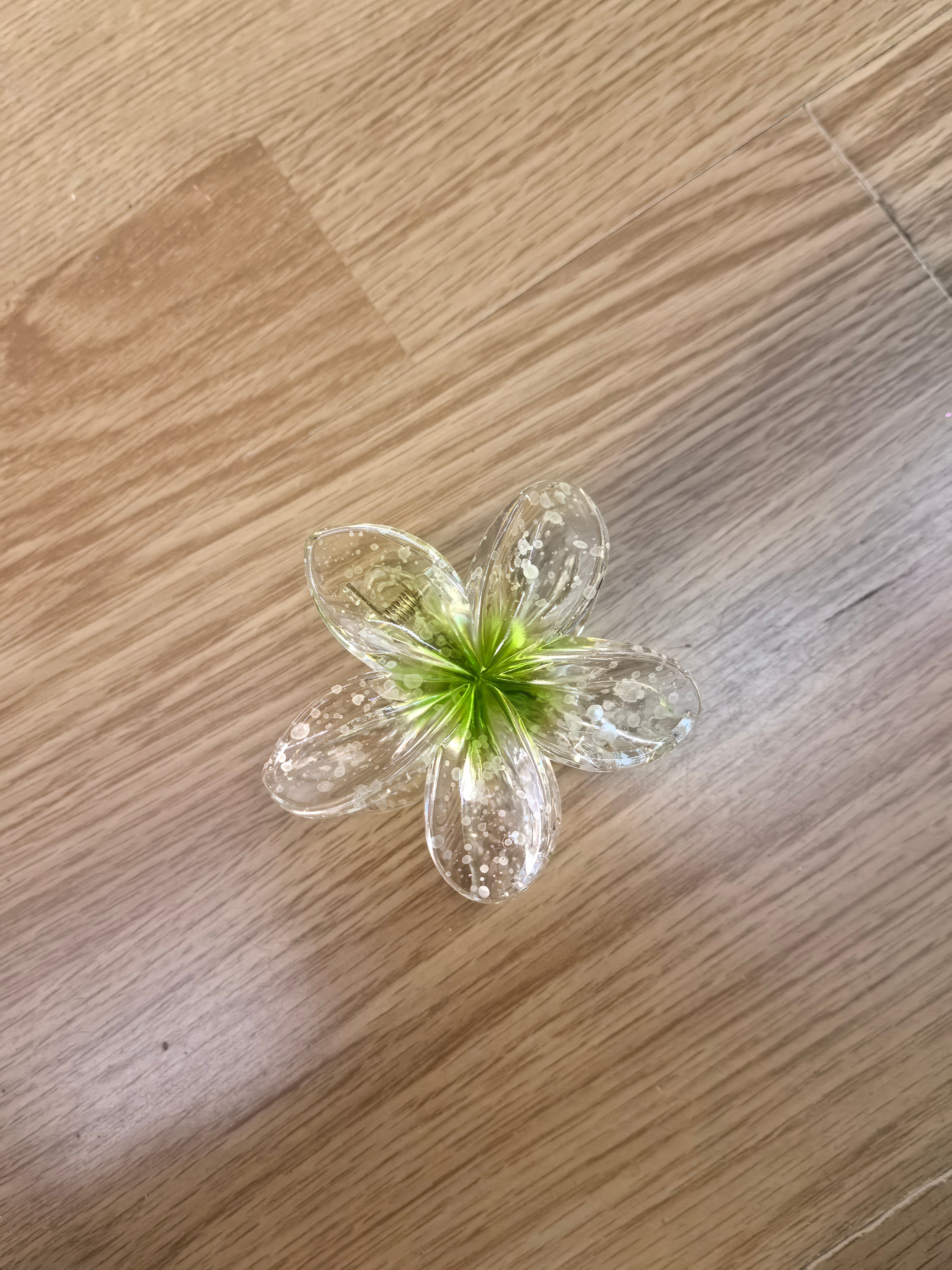 Pince à cheveux fleur transparente à pois colorés (x12)#5
