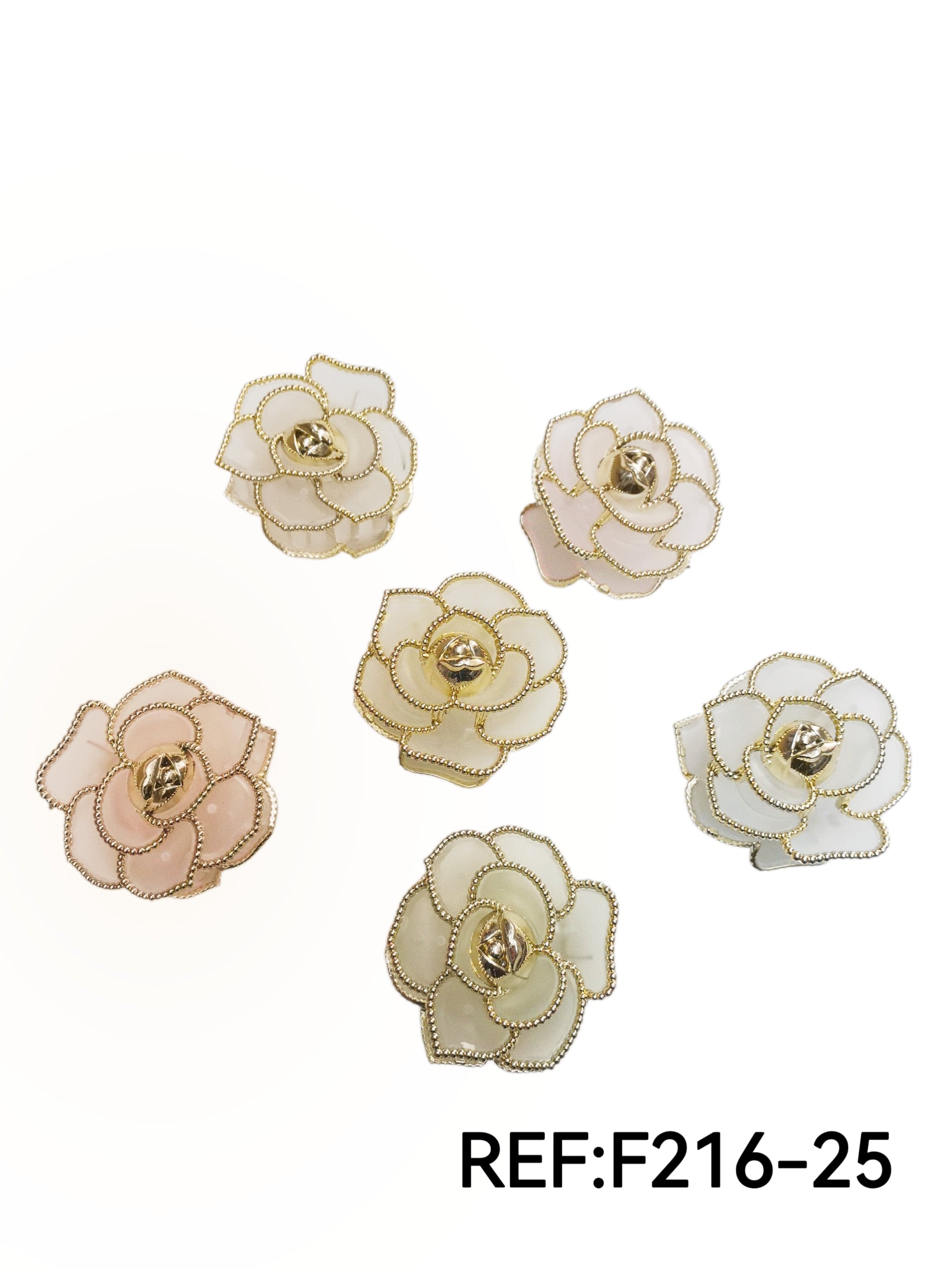 Pince à cheveux camélia bord doré(x12)#25