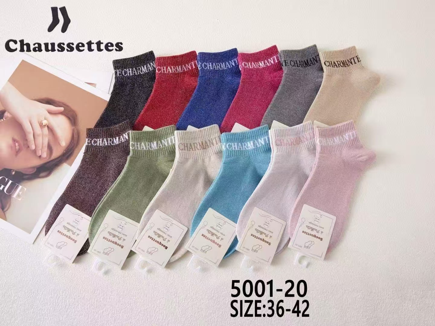 chaussette pailletee avec message(×12)#20