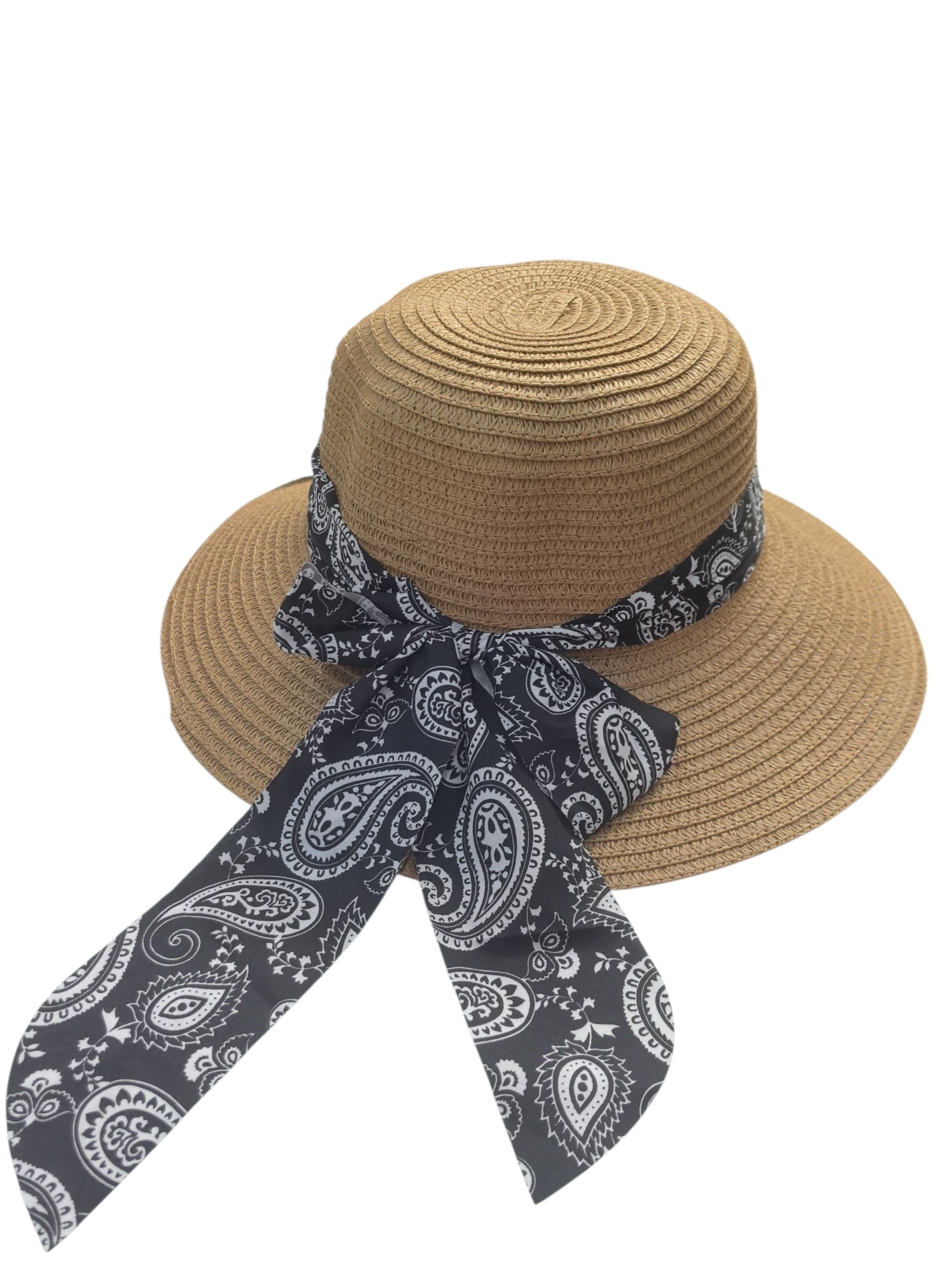 Chapeau paille ruban motif Paisley(x12)#08