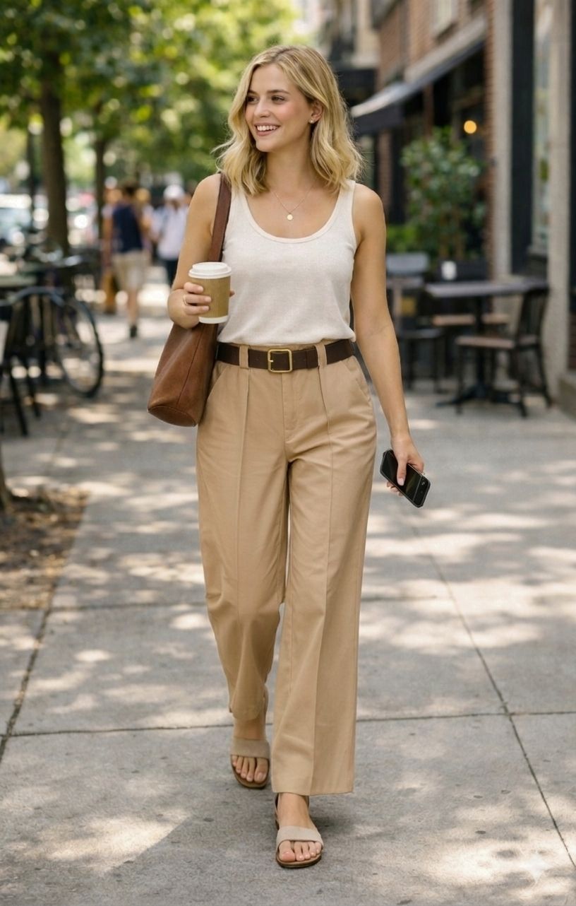 Pantalon large taille haute(x6)