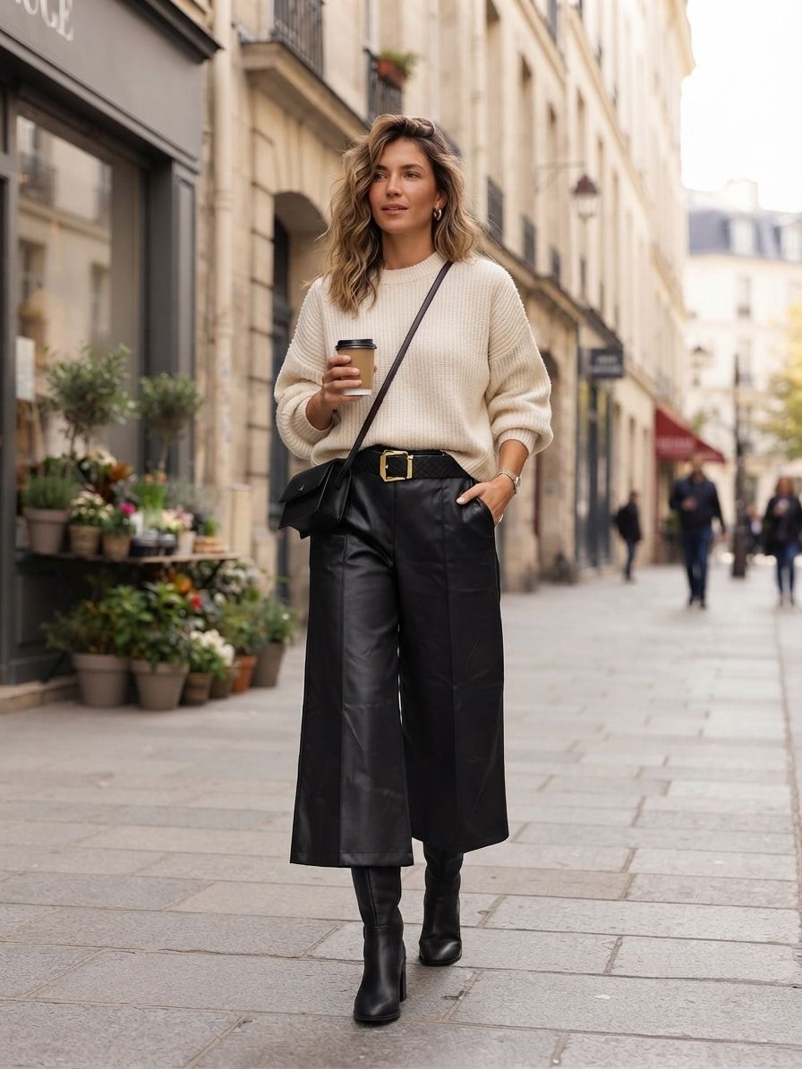 Jupe-culotte En Cuir (x6)