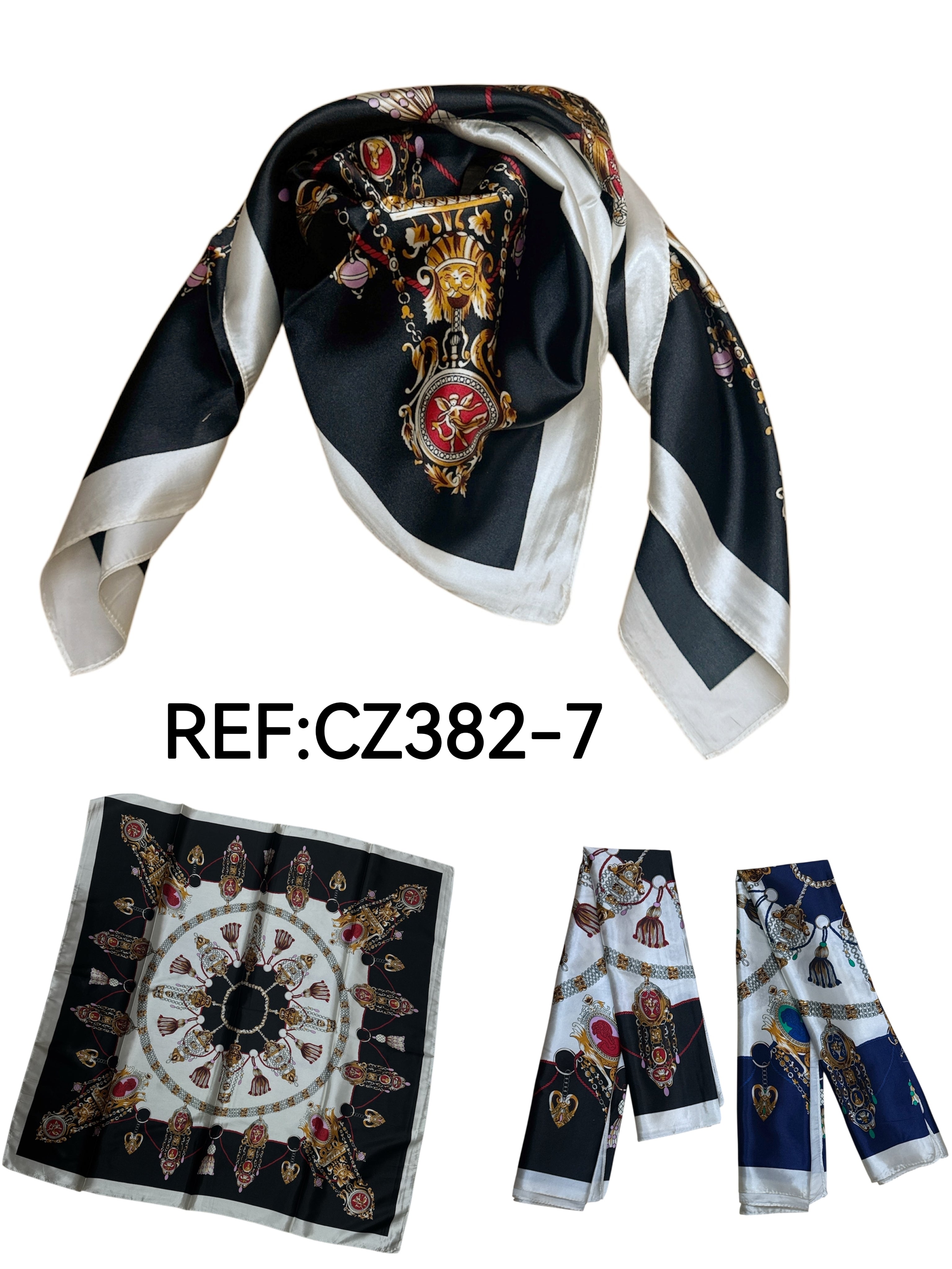 Foulard carré  90cm imprimé fantaisie (x10)#7
