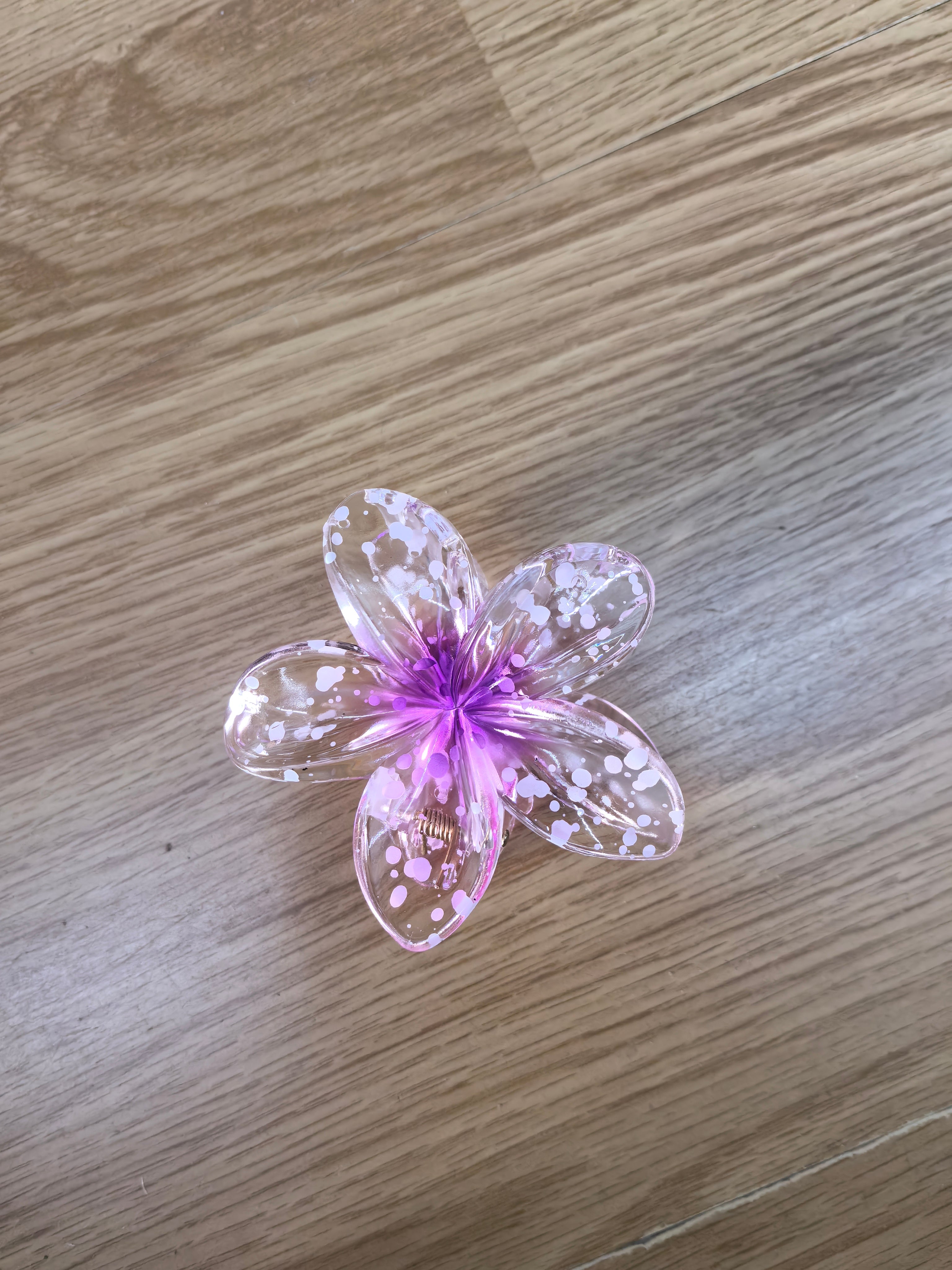Pince à cheveux fleur transparente à pois colorés (x12)#5