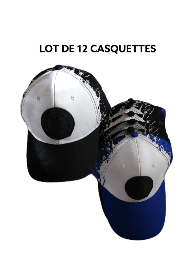 LOT DE 12 - casquettes imprimé rond NY      2,90€/unité - Grossiste-pro