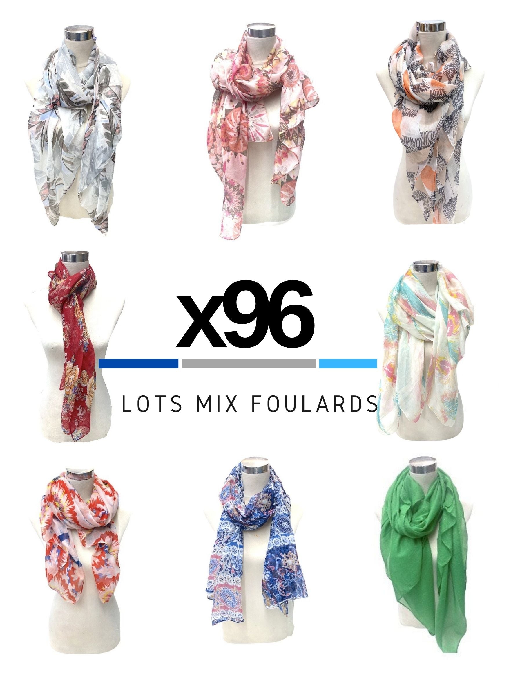 MAXI-LOT Mix foulards mélangés (x96)