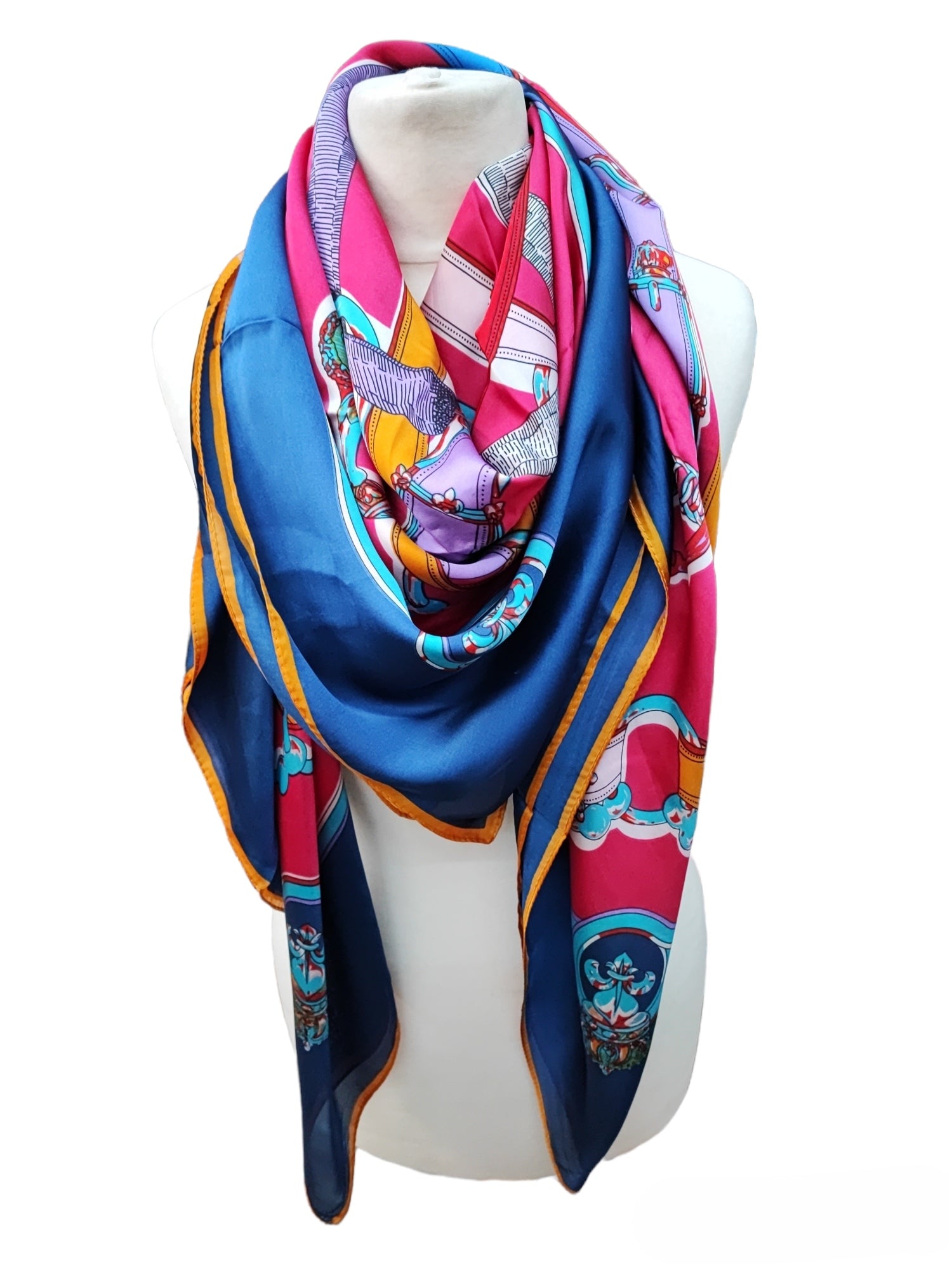 Foulard Carré touche soie motif  ceinture 140cm (x6)