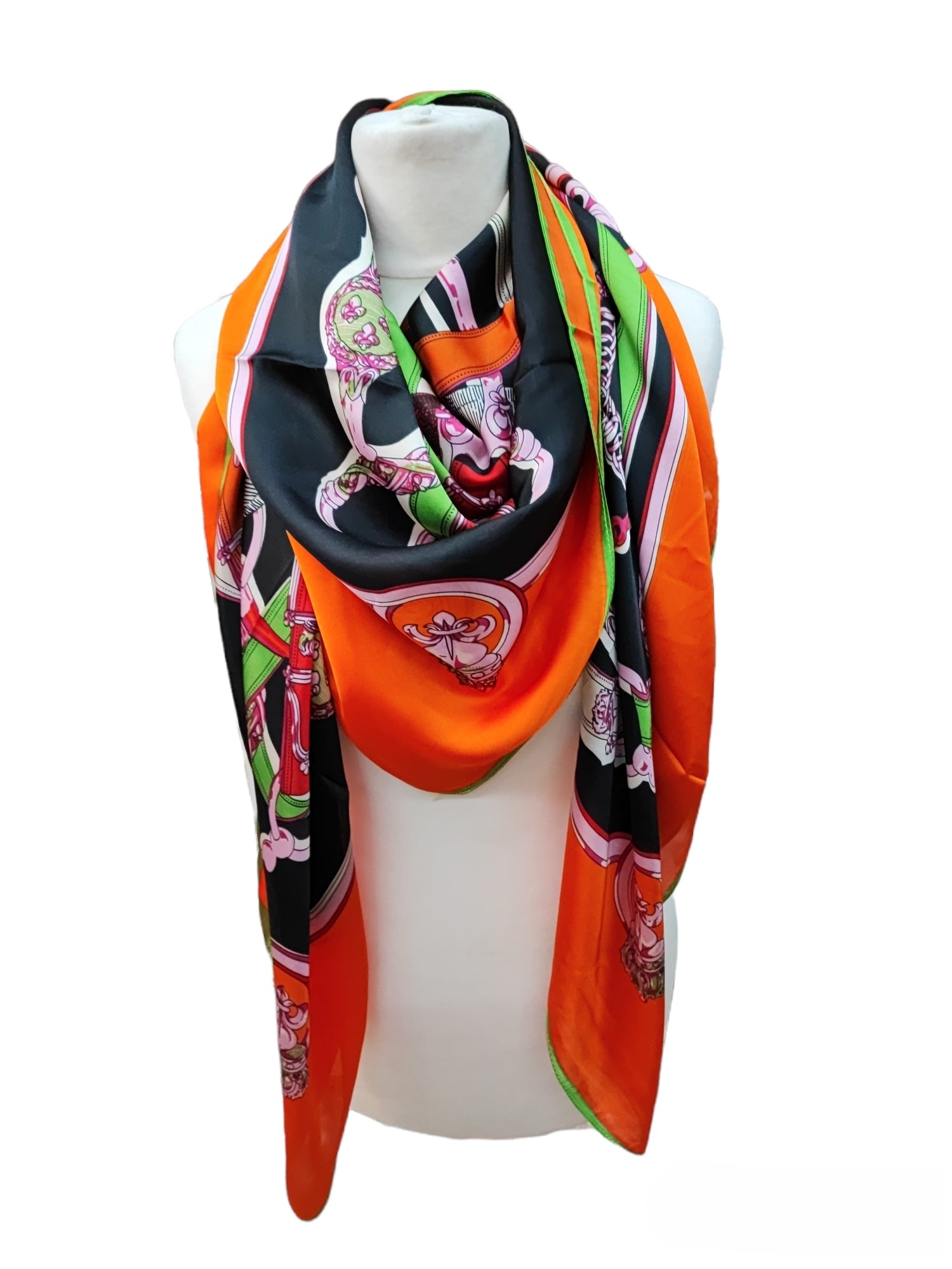 Foulard Carré touche soie motif  ceinture 140cm (x6)