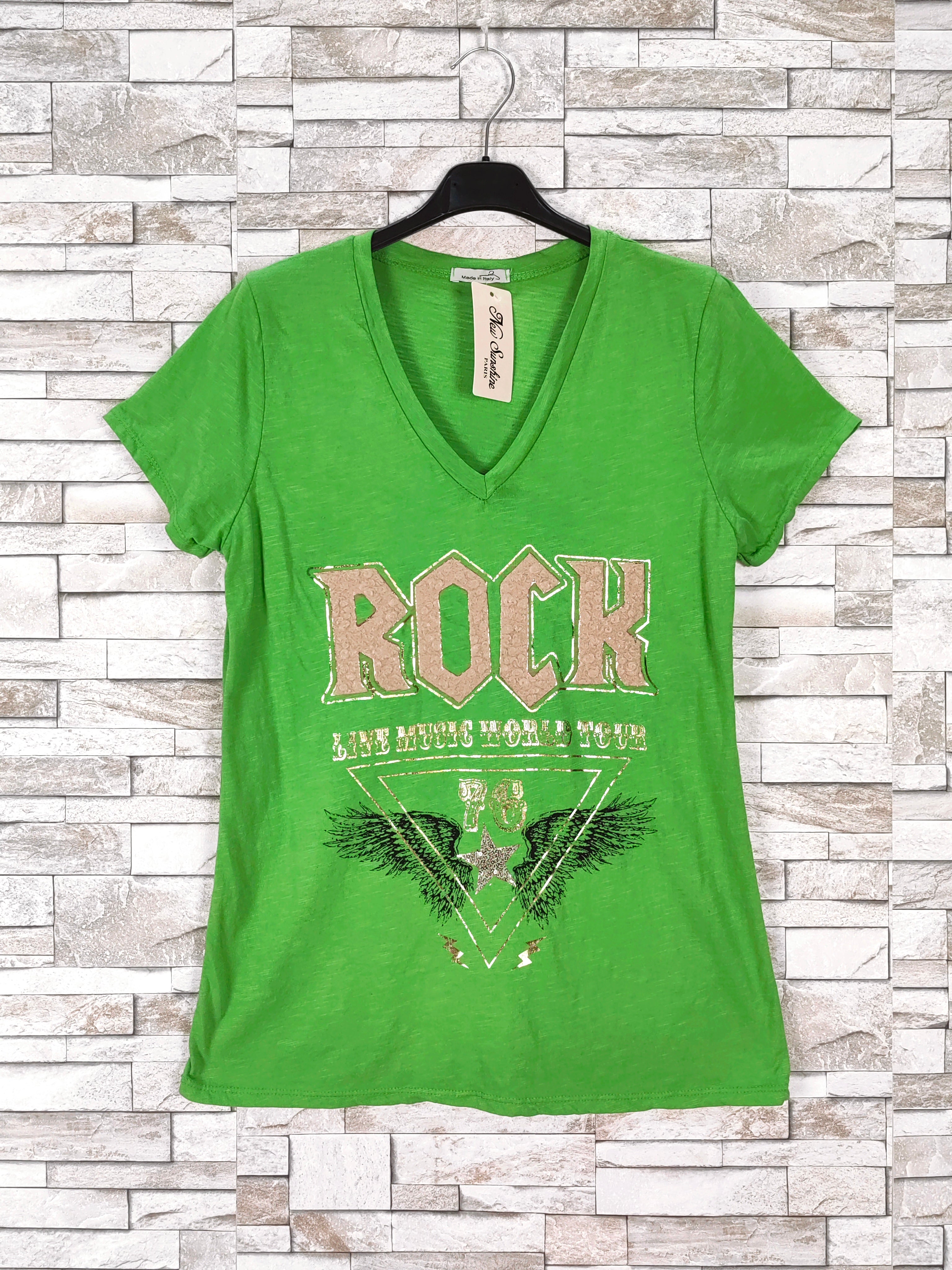 T-shirt col v "Rock"
(
X9)