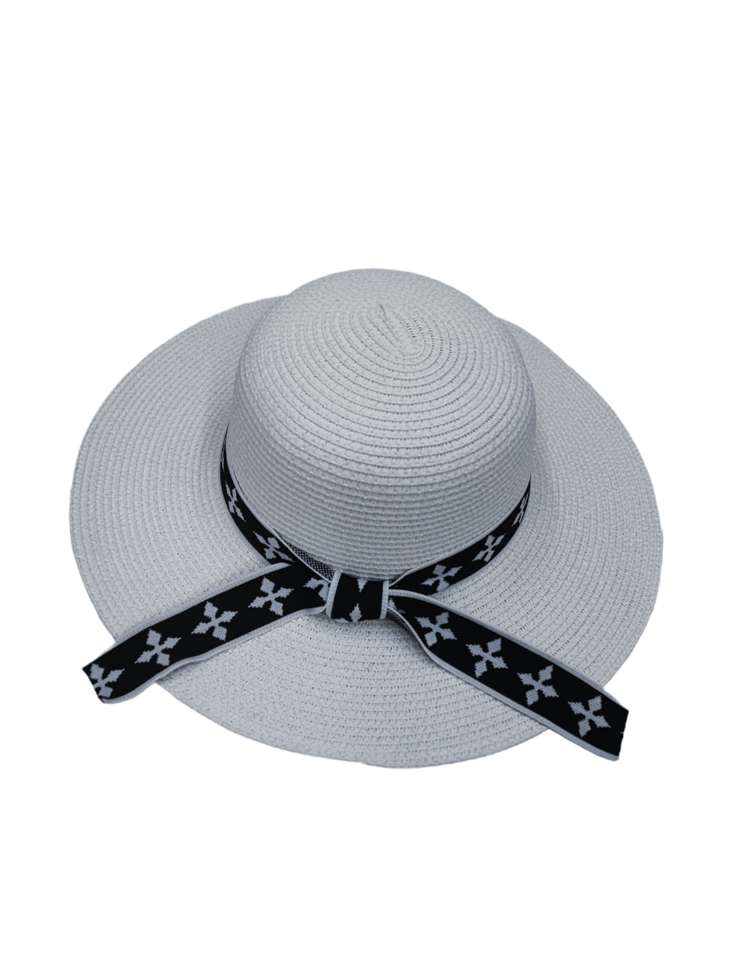 chapeau de paille Banderole en tricot noir et blanc (x12)