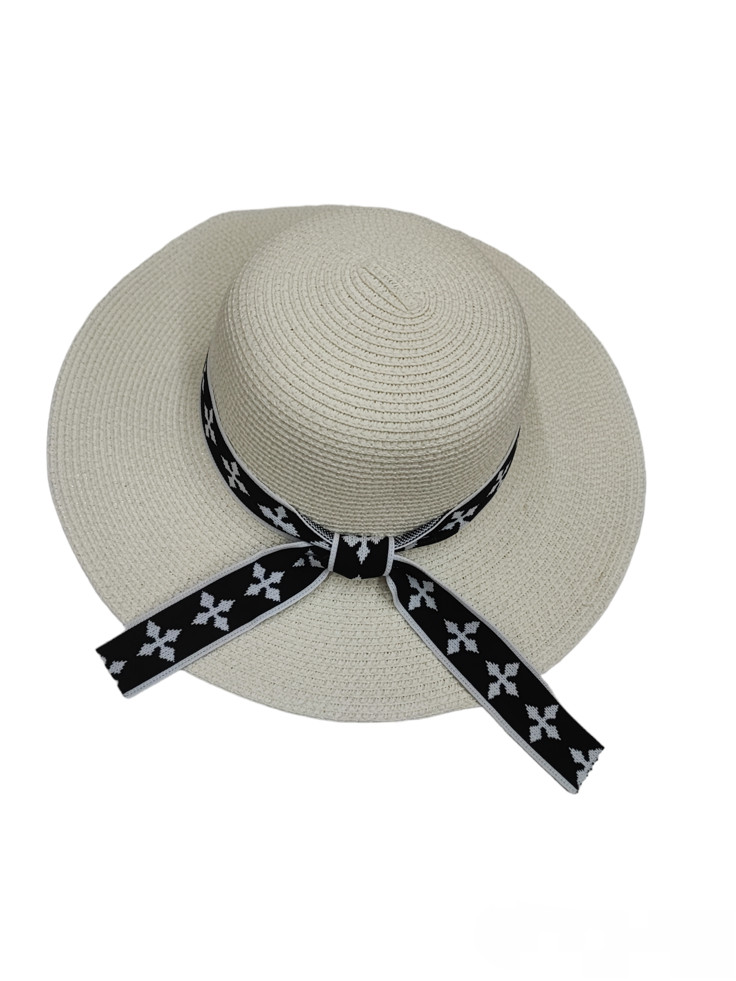 chapeau de paille Banderole en tricot noir et blanc (x12)