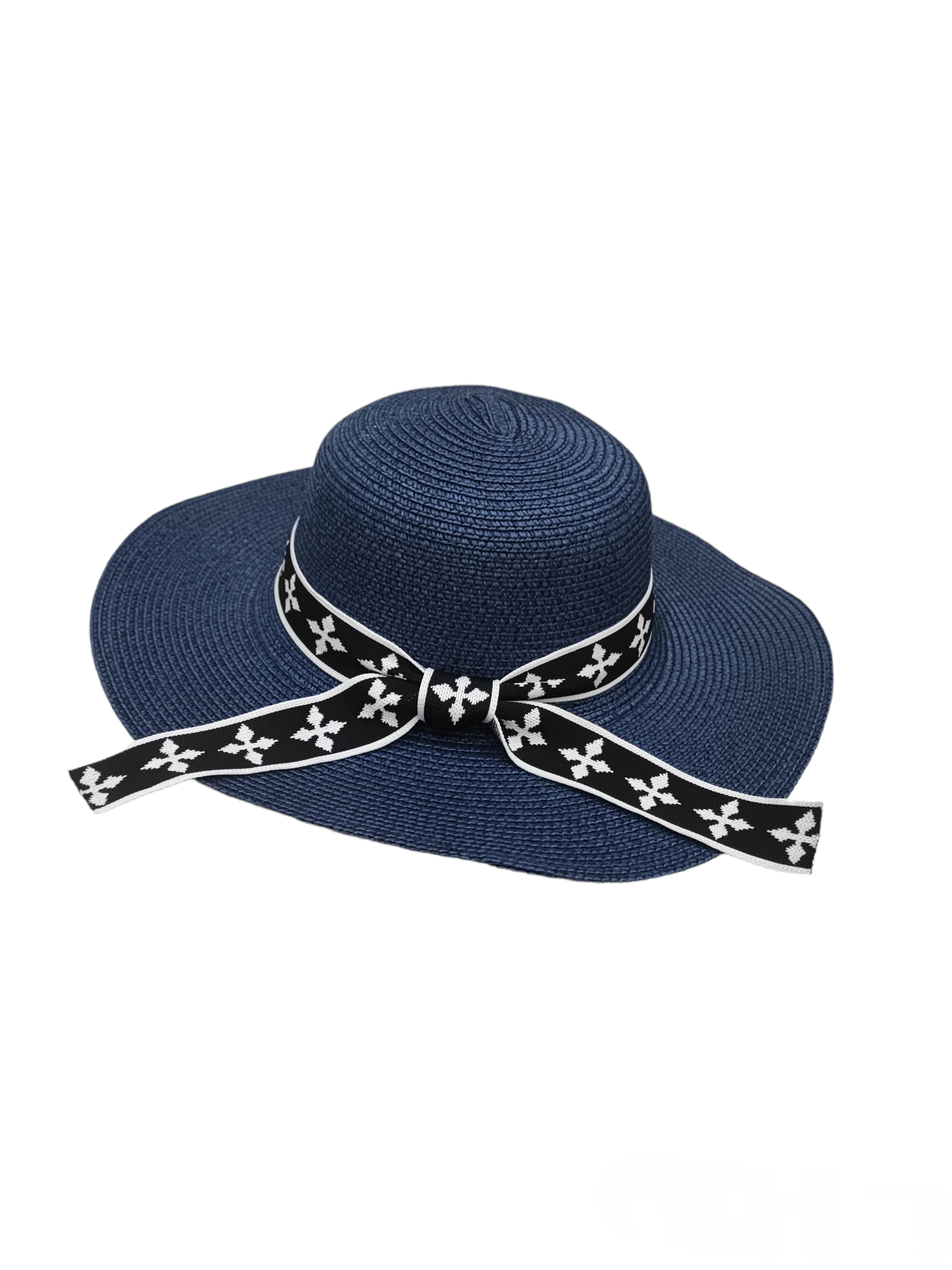 chapeau de paille Banderole en tricot noir et blanc (x12)