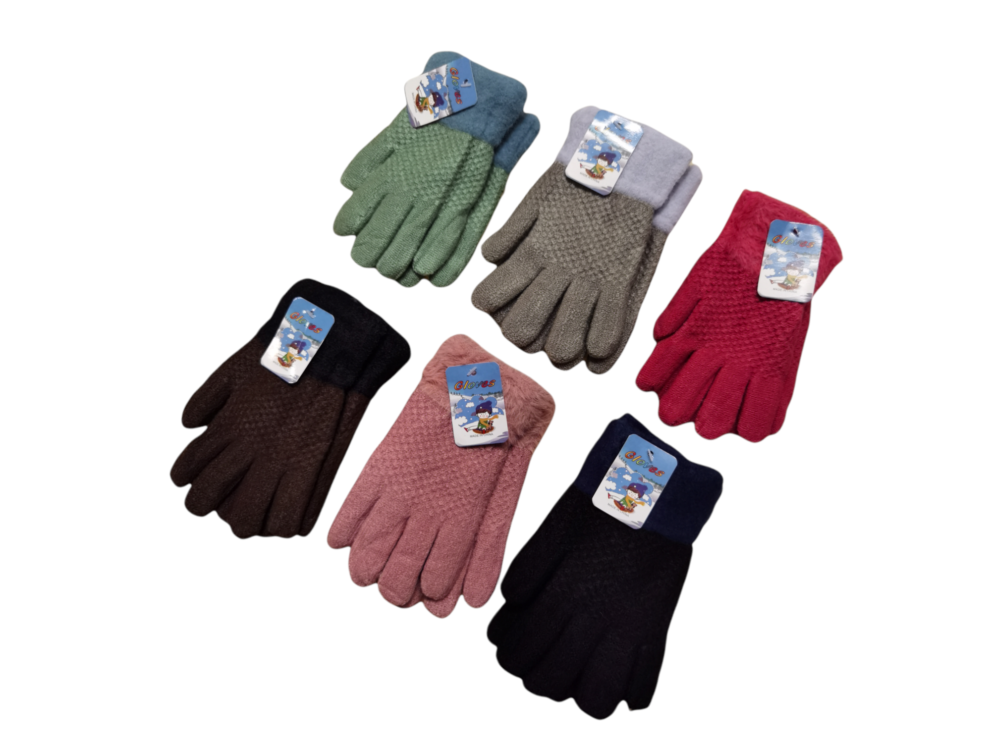 Gants tricots double épaisseur  5/10ans (x12)