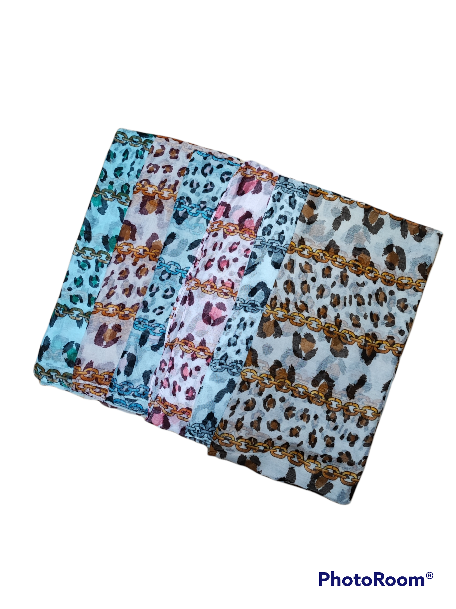 Foulard motifs léopard ancre     (x12)