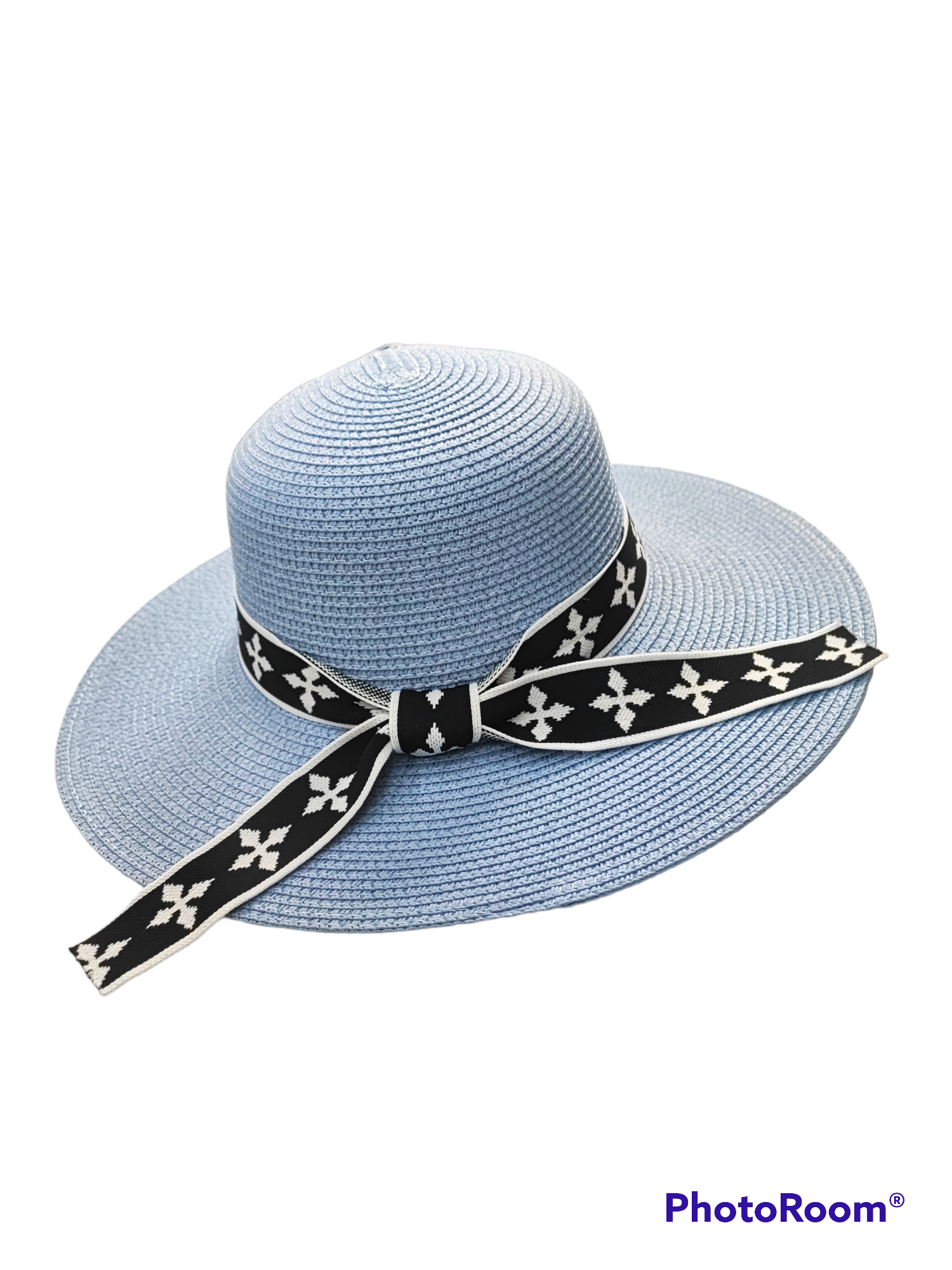 chapeau de paille Banderole en tricot noir et blanc (x12)