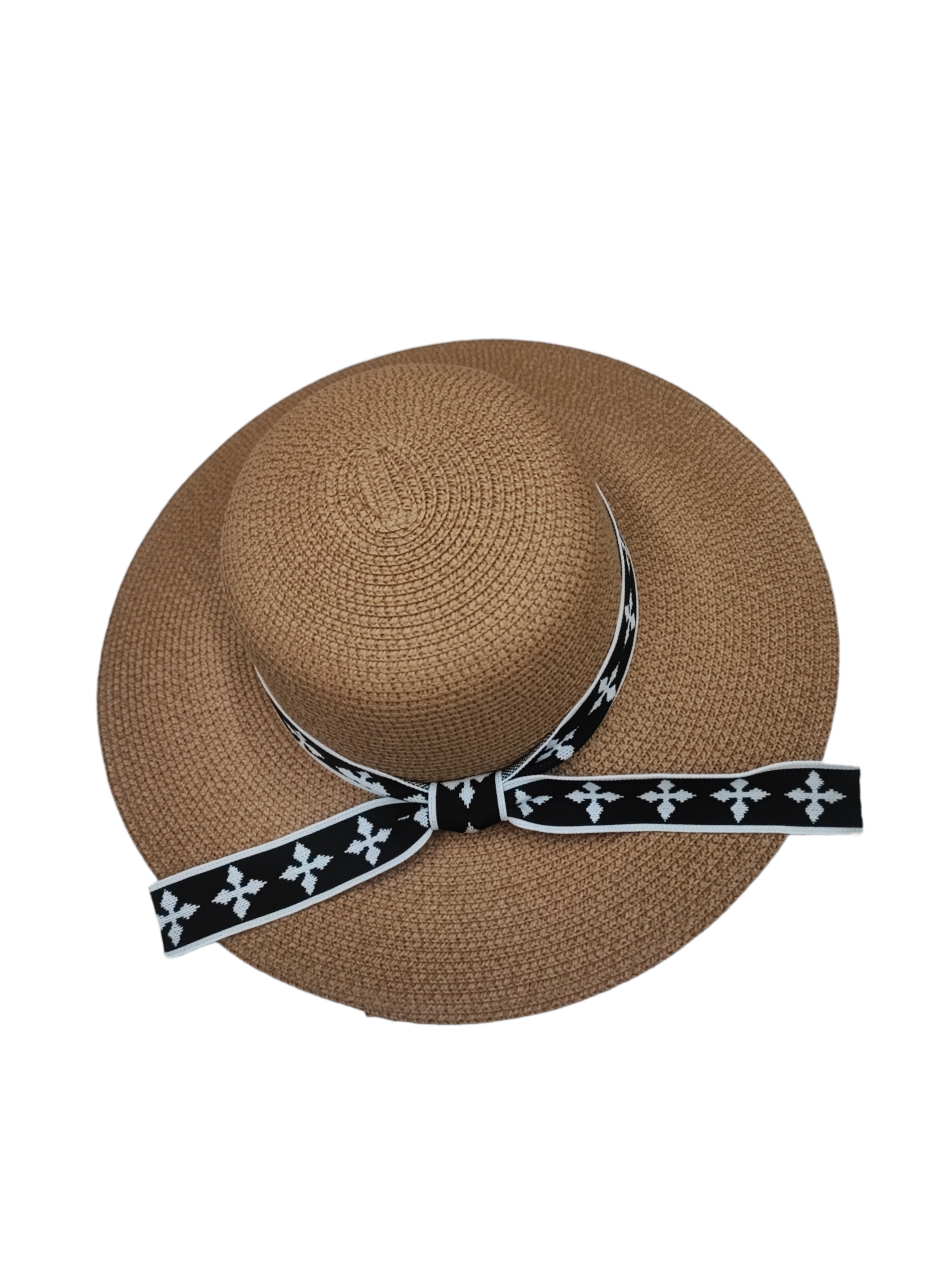 chapeau de paille Banderole en tricot noir et blanc (x12)