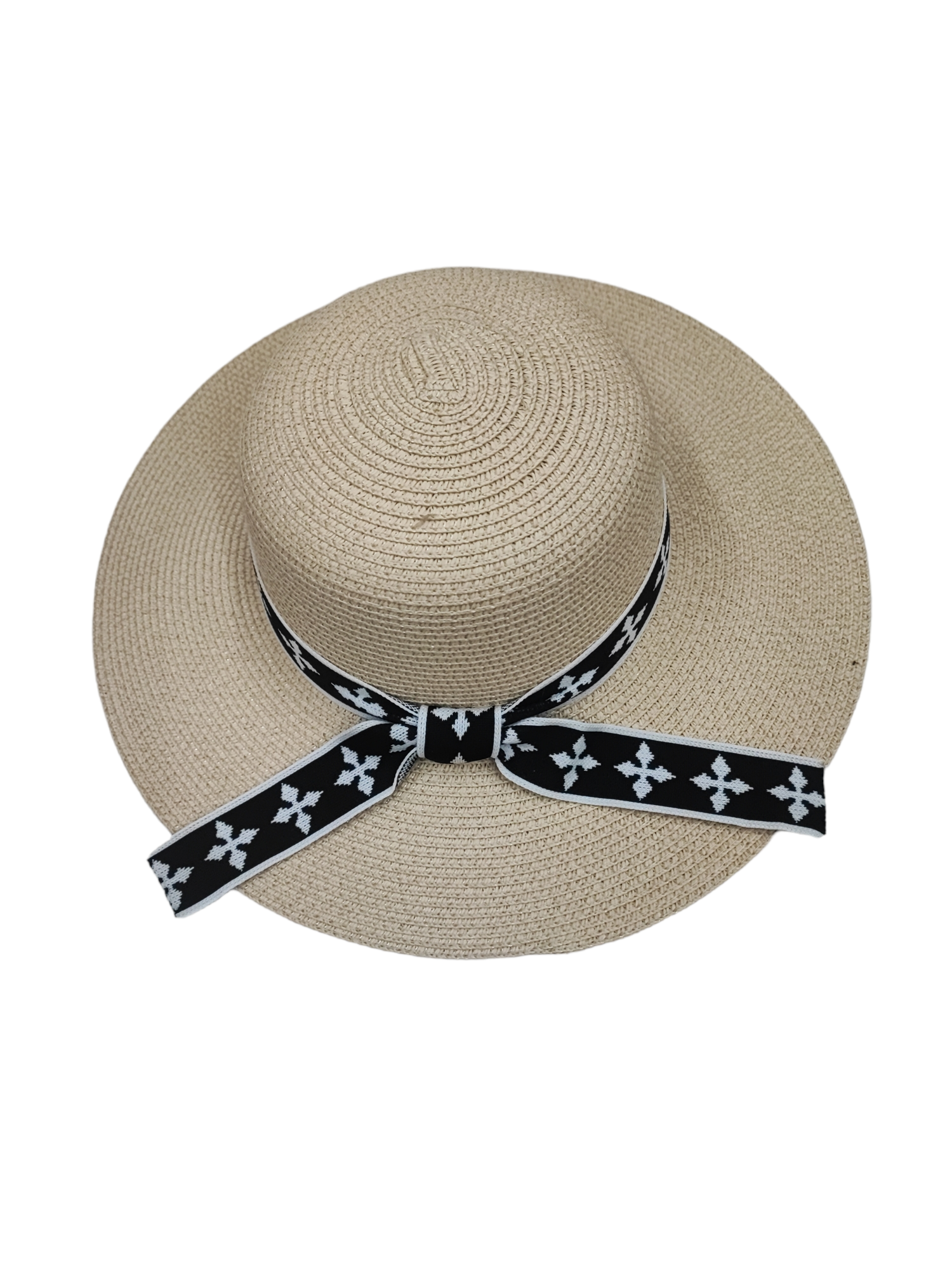 chapeau de paille Banderole en tricot noir et blanc (x12)