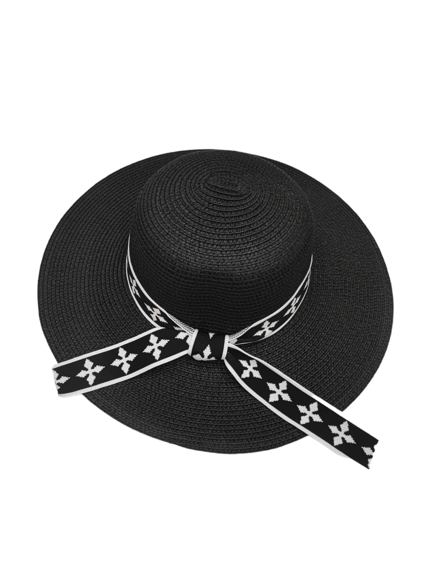 chapeau de paille Banderole en tricot noir et blanc (x12)