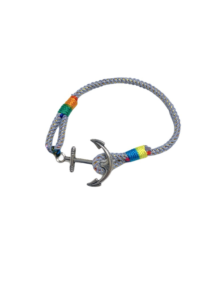 Bracelet ancre fil gris (x6)
