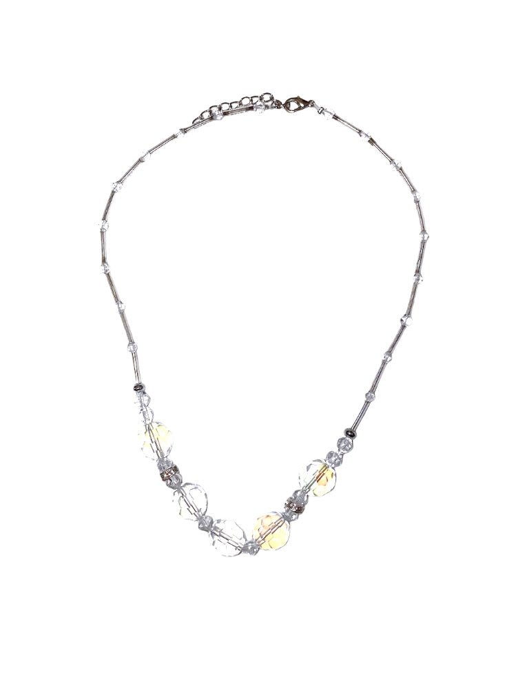 Collier fantaisie transparent couleurs mélangées (x12)