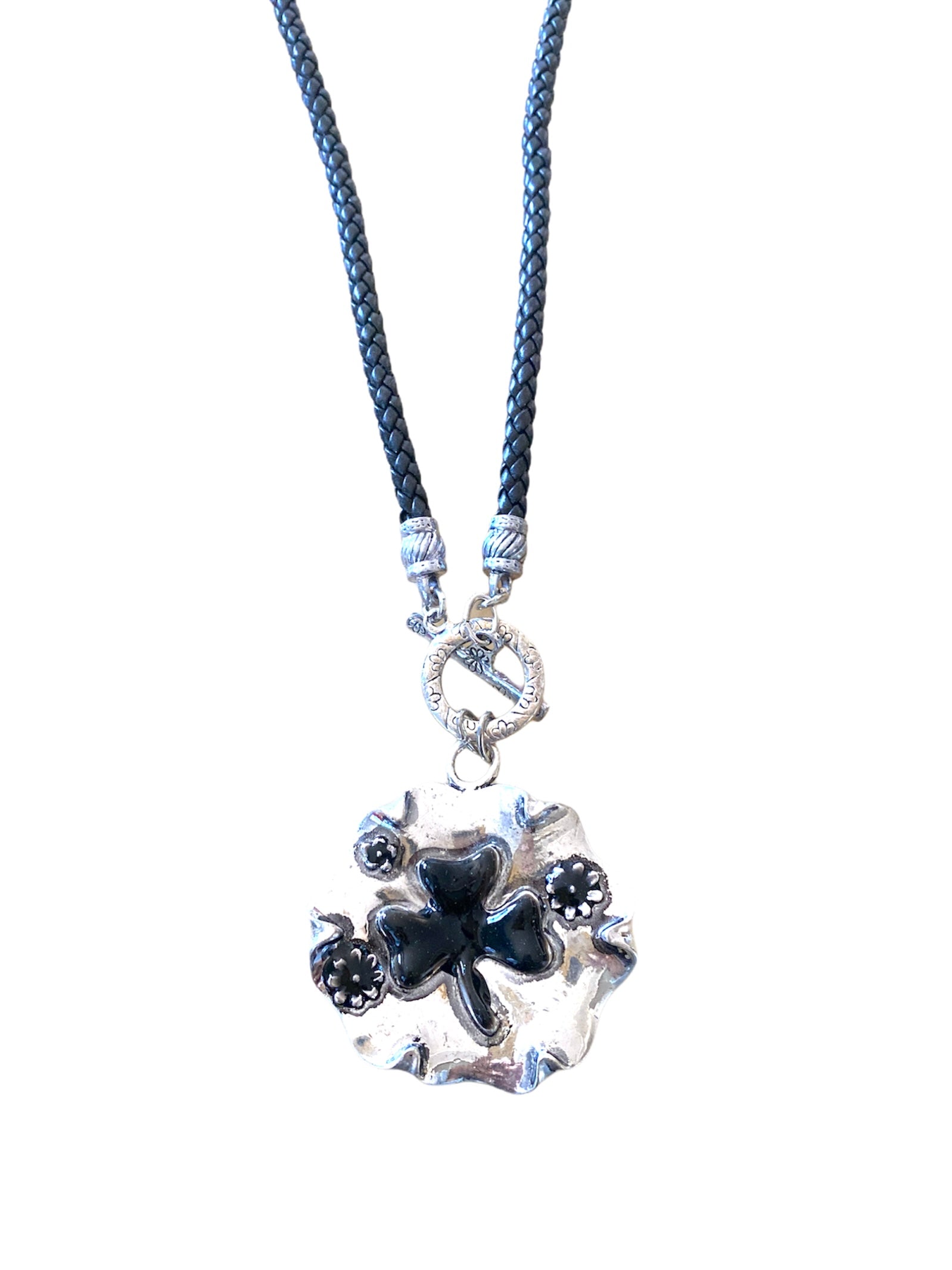 Collier fantaisie sautoir trèfle #CL9214 (x6)