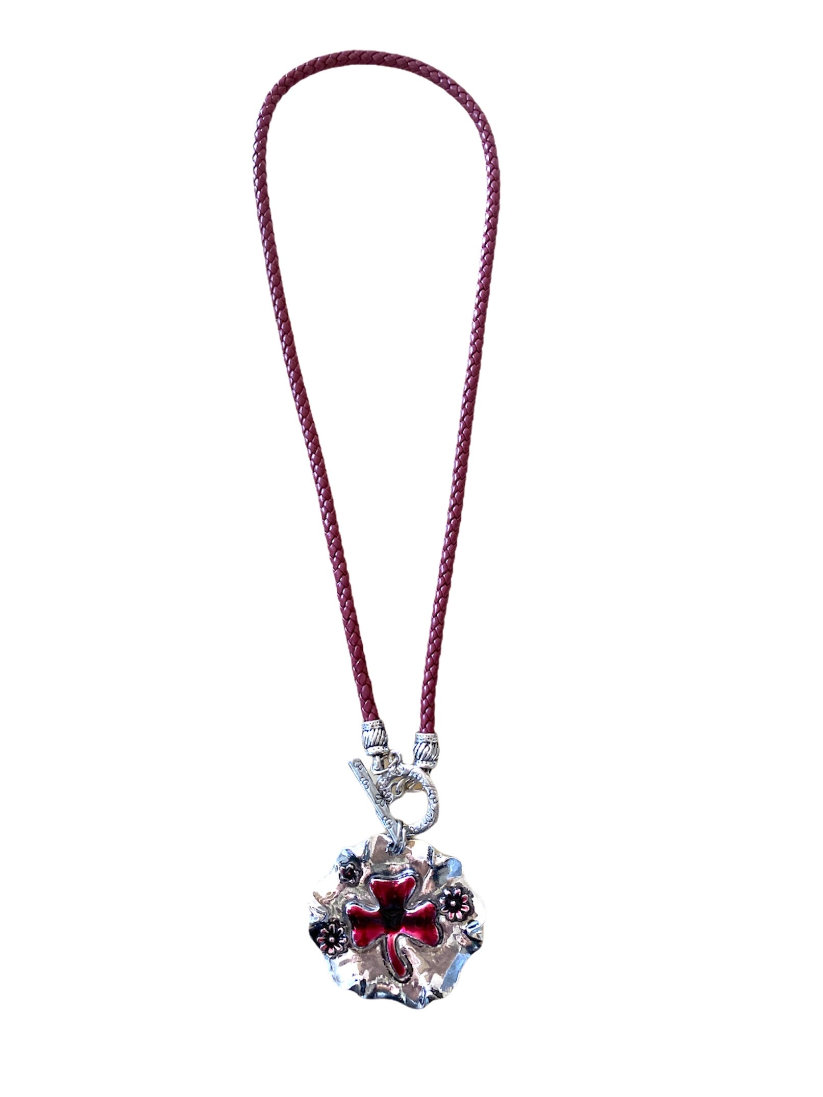 Collier fantaisie sautoir trèfle #CL9214 (x6)