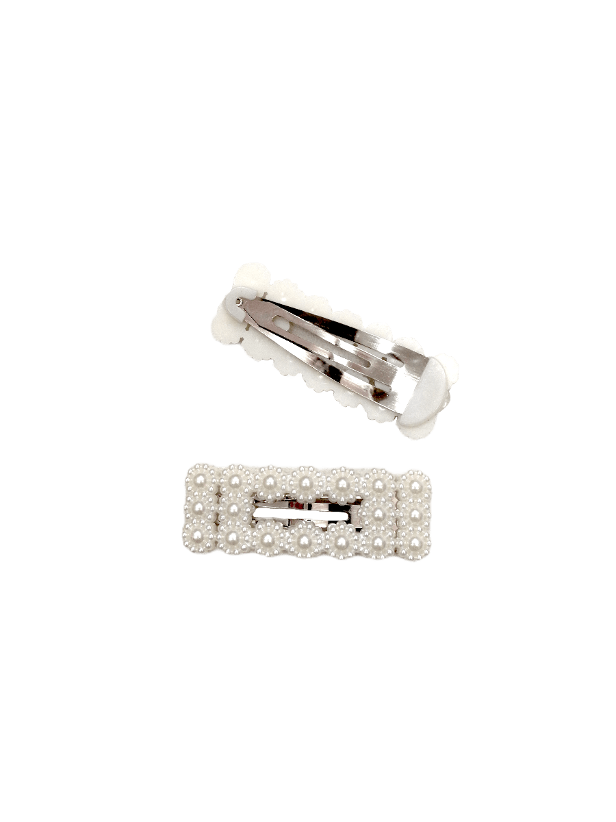 LOT DE 12 - Barrettes Pinces perles rectangle fleurs    0,60€/unité | Grossiste-pro