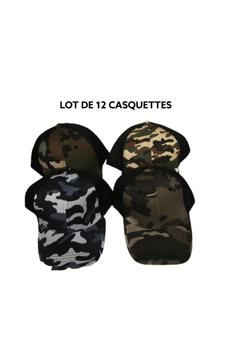 LOT DE 12 - casquettes motif militaire      2,90€/unité - Grossiste-pro