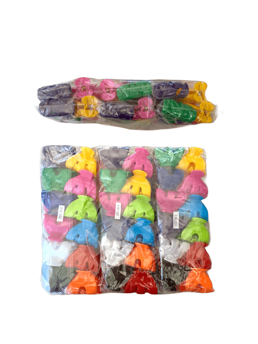 LOT DE 6 PAQUETS - petites Pinces crabes cheveux couleurs (x12) 2 tailles disponibles 2,50€/paquet | Grossiste-pro