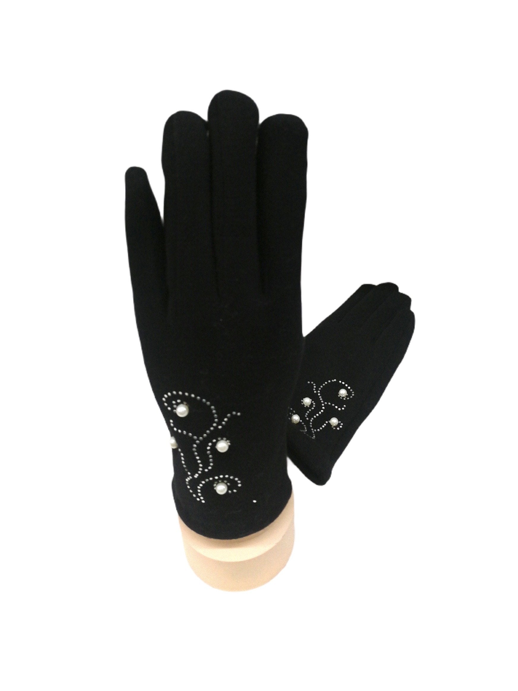 Gants tactiles motif perle fleur doublure (x12) 2,50€/paire | Grossiste-pro