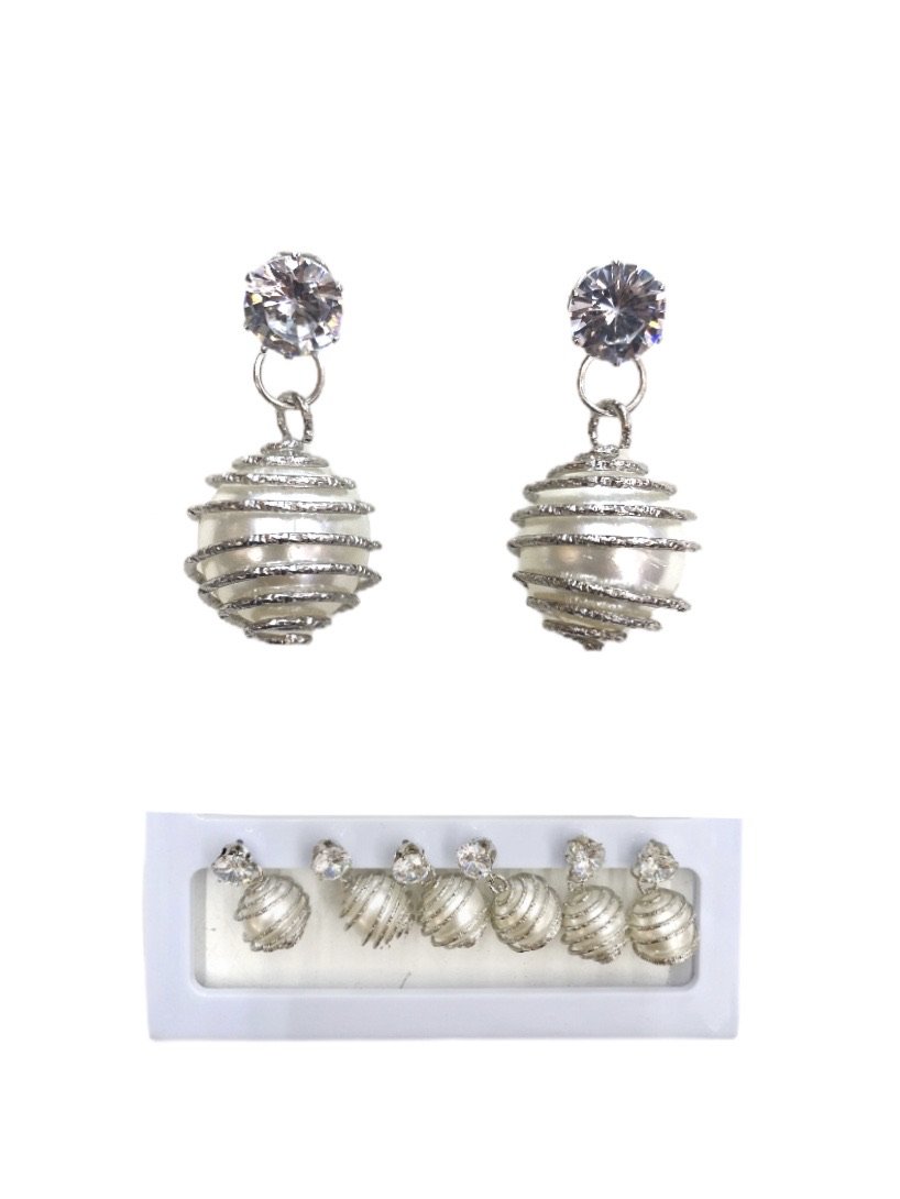 LOT DE 12 - Boucles d'oreilles boule perle     0,62€/paire | Grossiste-pro