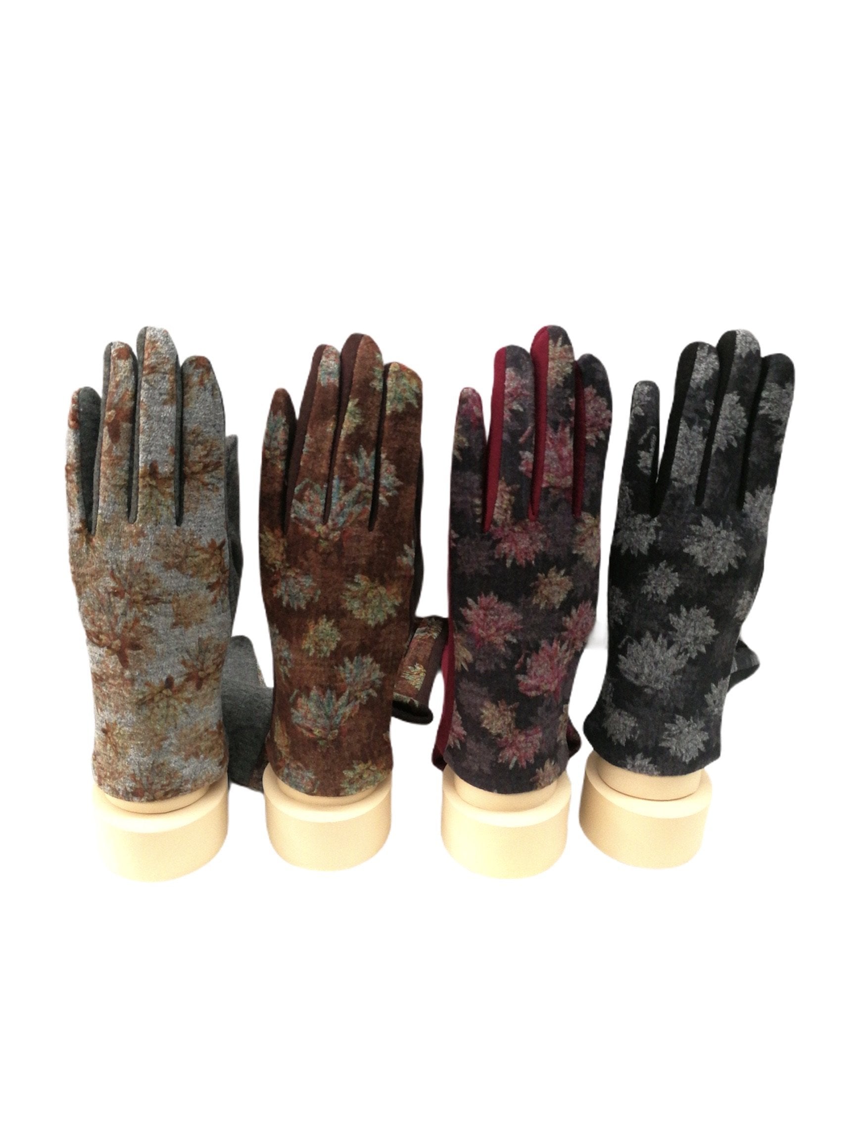 LOT DE 12 - Gants tactiles motif fleurs doublure 3,50€/paire | Grossiste-pro