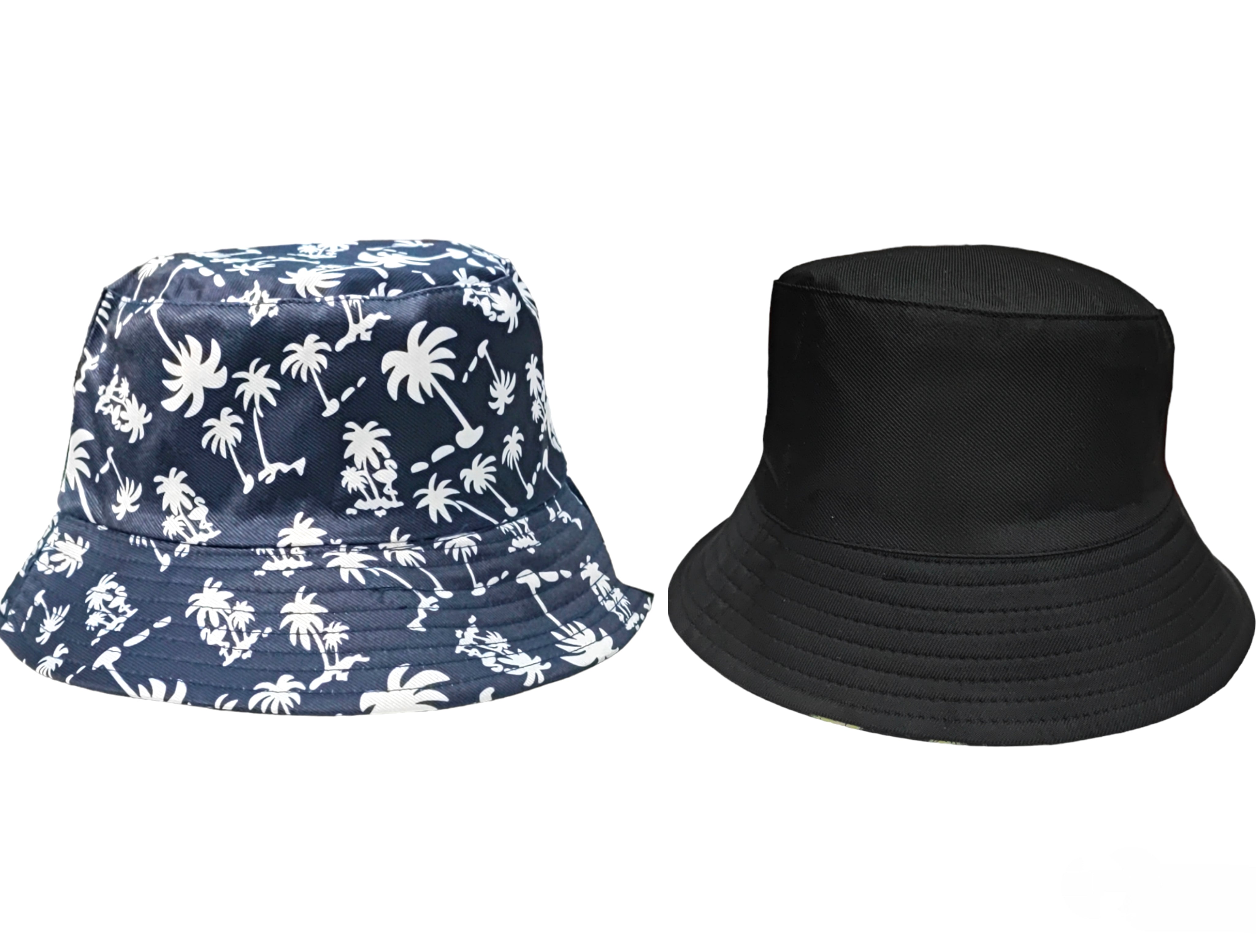 Chapeaux bob réversible motif  cocotier (x12)